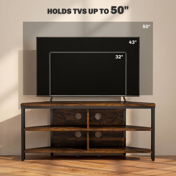 HOMCOM Industrial-Style Corner TV Unit - Black/Brown Aosom UK