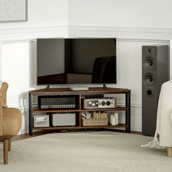 HOMCOM Industrial-Style Corner TV Unit - Black/Brown Aosom UK