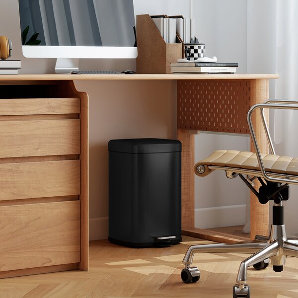 HOMCOM 20L Modern Boxy Metal Home Kitchen Bin - Black Aosom UK