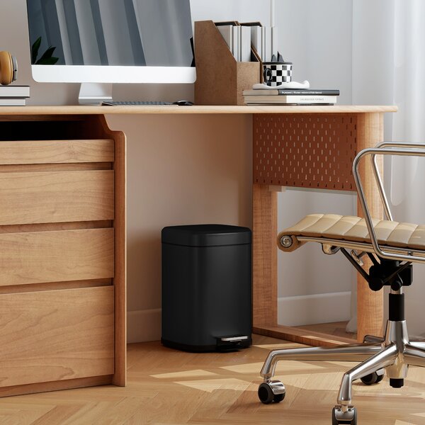 HOMCOM 12L Modern Boxy Metal Home Kitchen Bin - Black Aosom UK