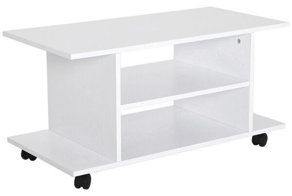 HOMCOM TV Stand W/ Shelves -White Aosom UK