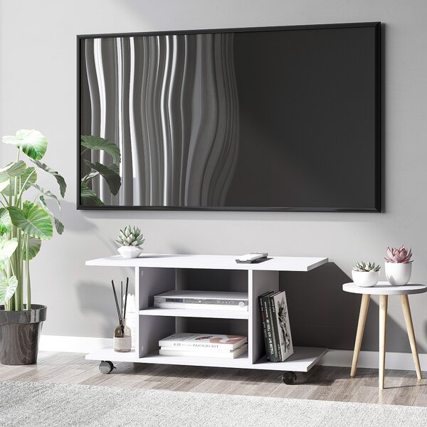 HOMCOM TV Stand W/ Shelves -White Aosom UK