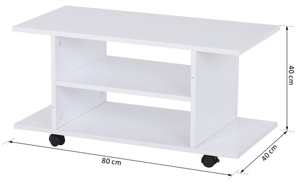 HOMCOM TV Stand W/ Shelves -White Aosom UK