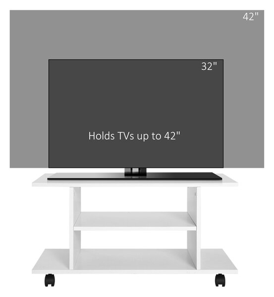 HOMCOM TV Stand W/ Shelves -White Aosom UK