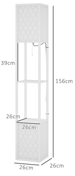 HOMCOM Floor Lamp with Shelves, Dual Light, Modern Tall Standing Lamps, with Pull Chain Switch (Bulb not Included), White Aosom UK