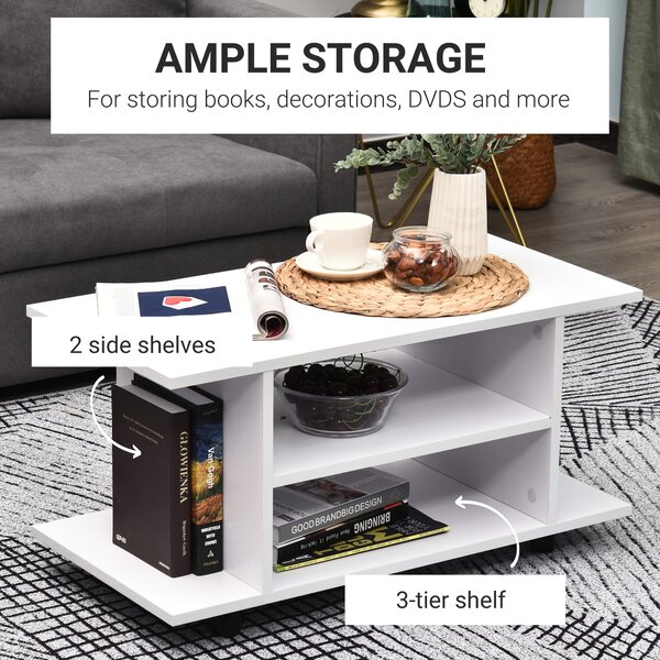 HOMCOM TV Stand W/ Shelves -White Aosom UK