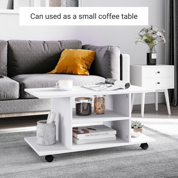 HOMCOM TV Stand W/ Shelves -White Aosom UK