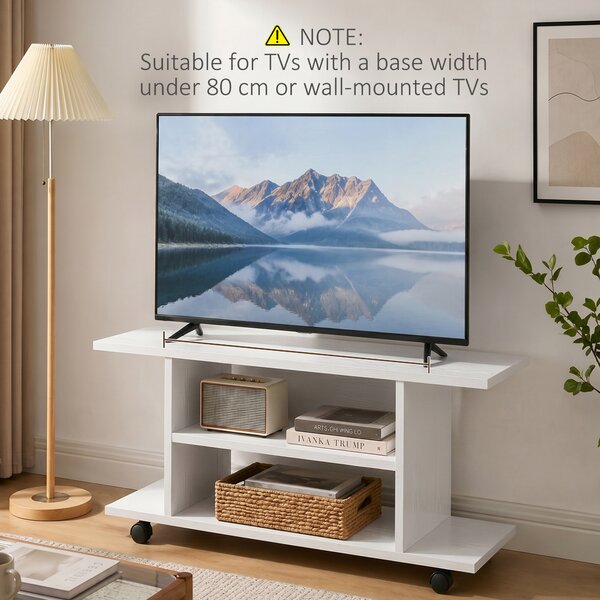 HOMCOM TV Stand W/ Shelves -White Aosom UK