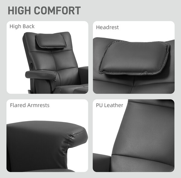 HOMCOM Faux Leather Massage Recliner Chair, with Storage Ottoman - Black Aosom UK