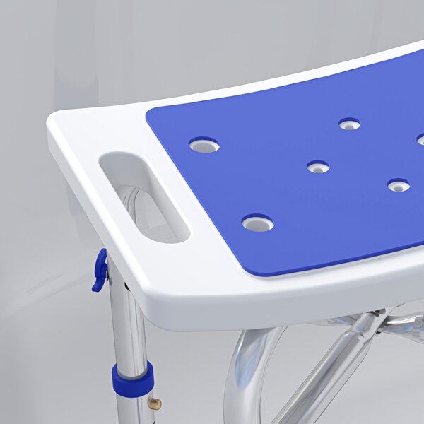 HOMCOM 44-51.5cm Aluminium Frame Shower/Bath Stool - White Aosom UK