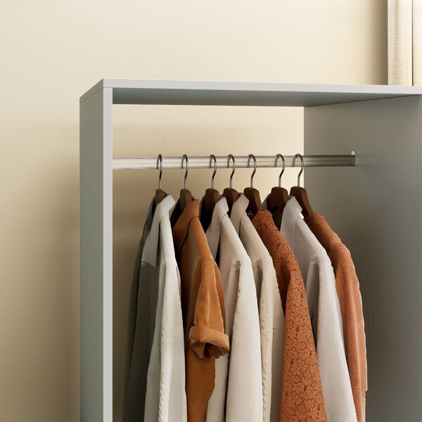 HOMCOM Open Wardrobe for Bedroom, Small Wardrobe on Wheels with Clothes Rail, Storage Shelves, Mobile Garment Rack for Clothes Storage Aosom UK