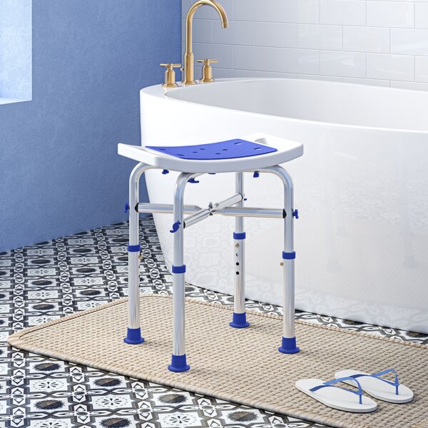 HOMCOM 44-51.5cm Aluminium Frame Shower/Bath Stool - White Aosom UK
