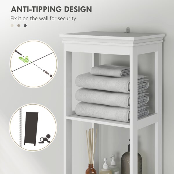 HOMCOM Tall Bathroom Cabinet, Slim Bathroom Storage Cabinet with Shelves, Soft Close Door and Drawer, Adjustable Shelf, White Aosom UK