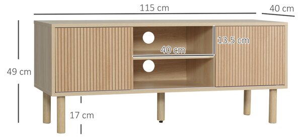 HOMCOM TV Stand Cabinet, TV Unit for TVs up to 50", TV Cabinet with Storage Shelves, Sliding Doors and Cable Holes for Living Room, Bedroom, Natural Wood Finish Aosom UK