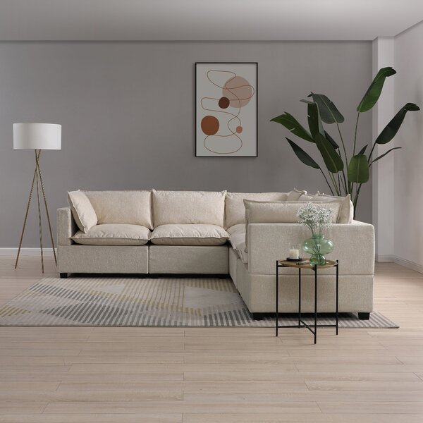 Moda Corner Modular Sofa, Natural Boucle