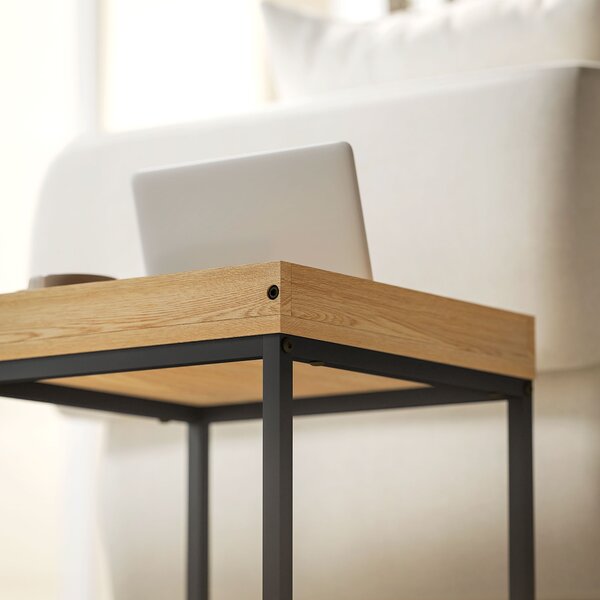 HOMCOM Set of Two Boxy Nesting Tables - Black/Wood-Effect Aosom UK