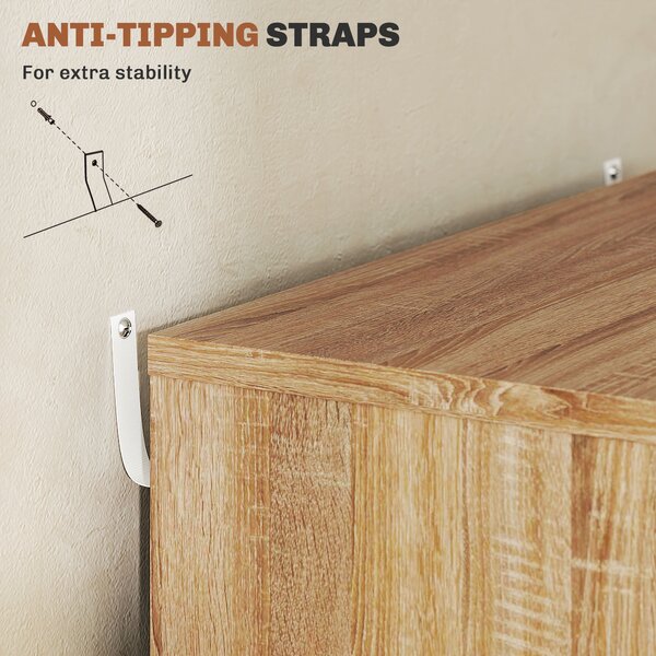 Vinsetto Five-Drawer Filing Cabinet, with Wheels - Oak Brown Aosom UK