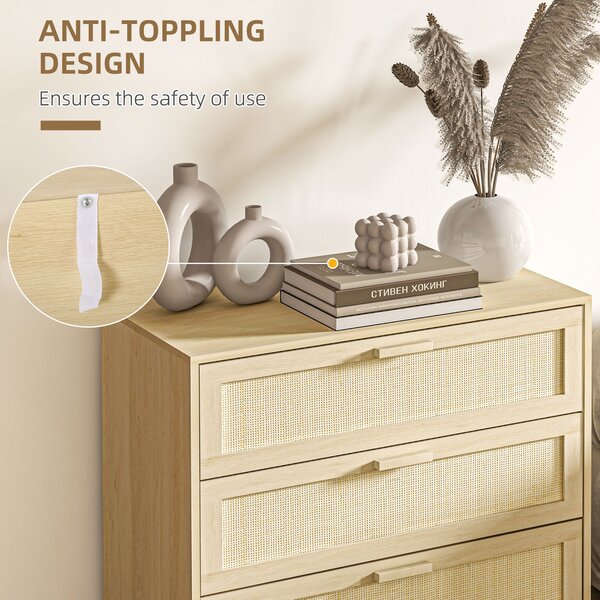 HOMCOM Wooden Storage Unit: 3-Drawer Cupboard for Versatile Home Organisation Aosom UK