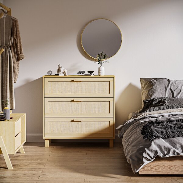 HOMCOM Wooden Storage Unit: 3-Drawer Cupboard for Versatile Home Organisation Aosom UK