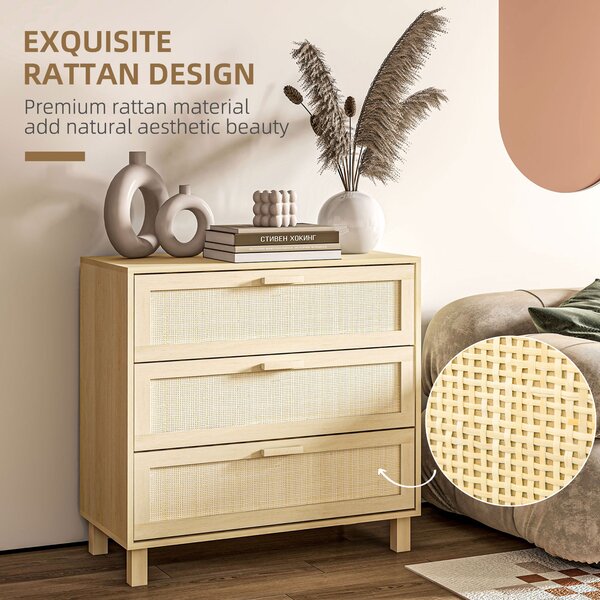 HOMCOM Wooden Storage Unit: 3-Drawer Cupboard for Versatile Home Organisation Aosom UK