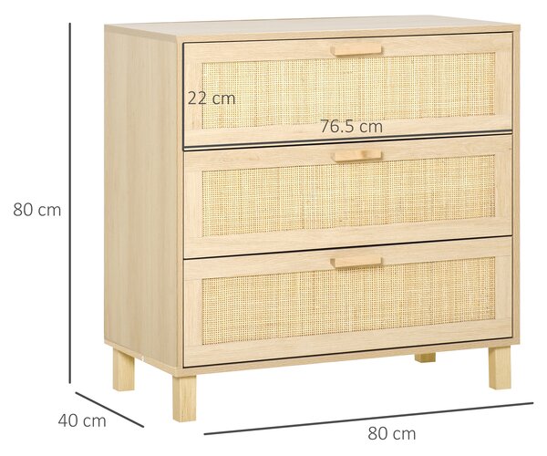 HOMCOM Wooden Storage Unit: 3-Drawer Cupboard for Versatile Home Organisation Aosom UK