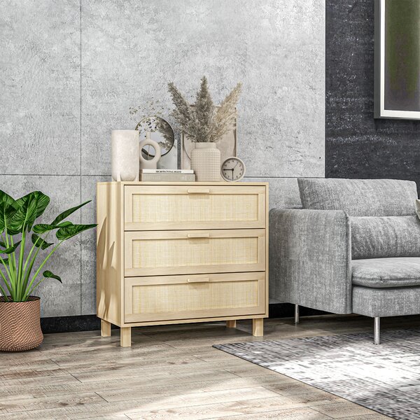 HOMCOM Wooden Storage Unit: 3-Drawer Cupboard for Versatile Home Organisation Aosom UK