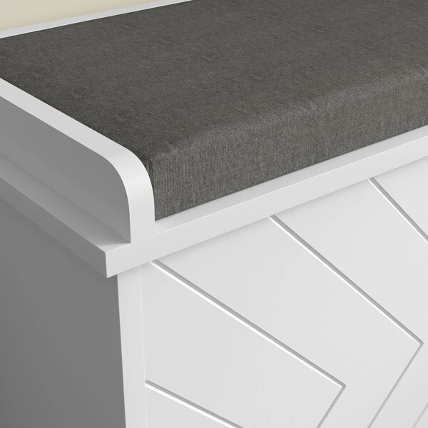 HOMCOM Shoe Storage with Seat, Upholstered Hallway Bench, Shoe Bench with Flip Drawer, Adjustable Shelf for 10 Pairs of Shoes Aosom UK