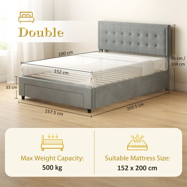 HOMCOM King Size Ottoman Bed Frame, with Front Drawer - Grey Aosom UK