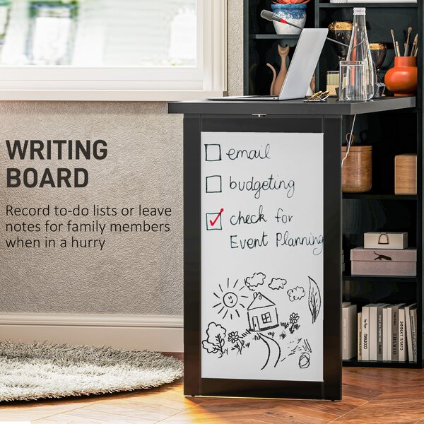 HOMCOM Three-Part Work Desk, with Storage and Chalkboard - Black