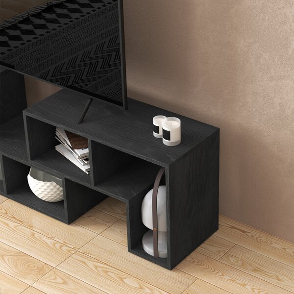 HOMCOM TV Stand for TVs Up to 75 Inches, Extendable Entertainment Unit with Storage Shelves, Adjustable Height TV Unit, Black Aosom UK