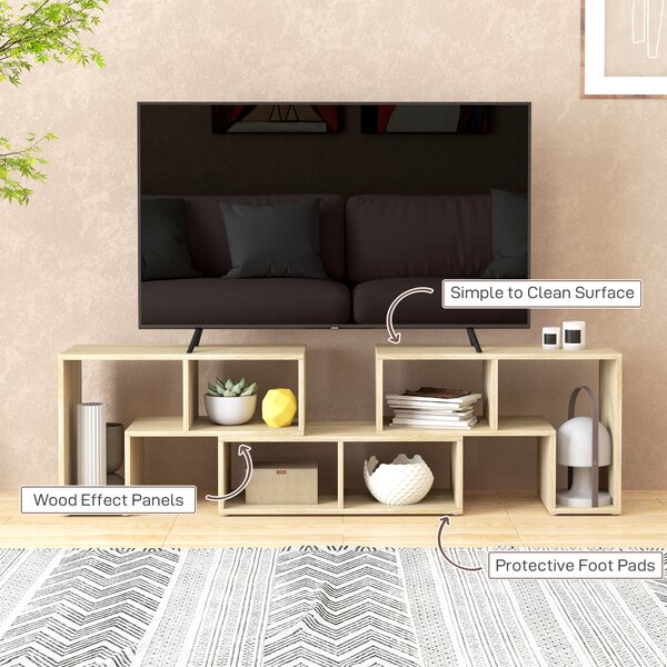 HOMCOM TV Stand for TVs up to 75 Inches, Free Combination TV Unit with Storage Shelves, Extendable Entertainment Centre for Living Room, Grey Oak
