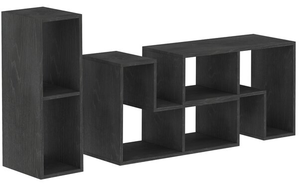 HOMCOM TV Stand for TVs Up to 75 Inches, Extendable Entertainment Unit with Storage Shelves, Adjustable Height TV Unit, Black Aosom UK