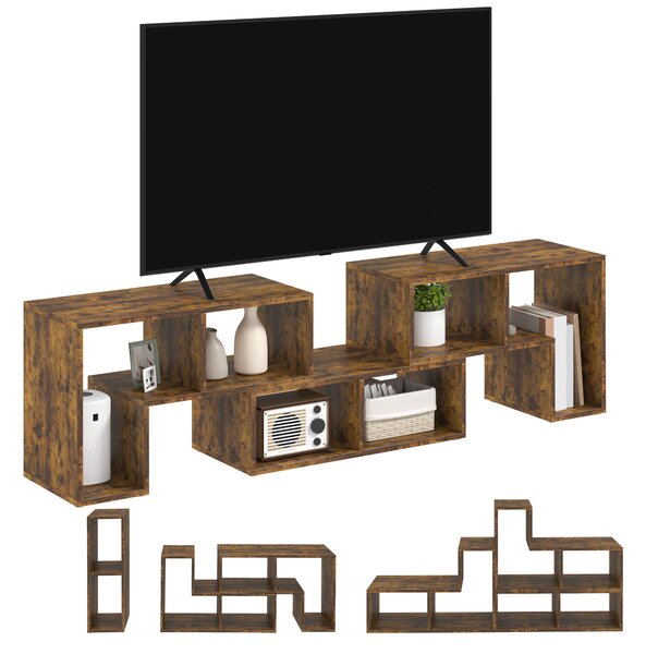 HOMCOM TV Stand for TVs up to 75 Inches, Free Combination TV Unit with Storage Shelves, Extendable Entertainment Centre for Living Room, Rustic Brown