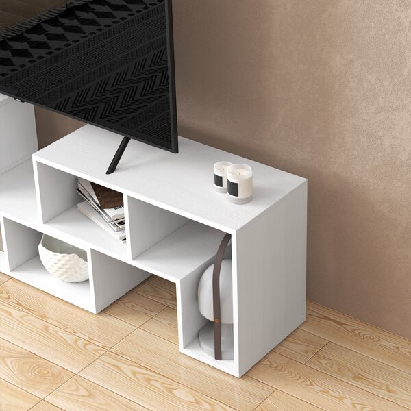 HOMCOM Modular TV Stand, Free Combination Unit with Storage Shelves, Expandable Entertainment Centre for Living Room, White Aosom UK