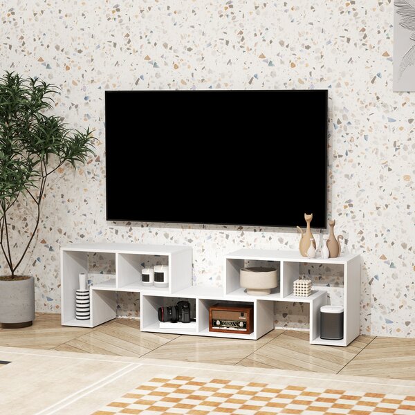 HOMCOM Modular TV Stand, Free Combination Unit with Storage Shelves, Expandable Entertainment Centre for Living Room, White Aosom UK
