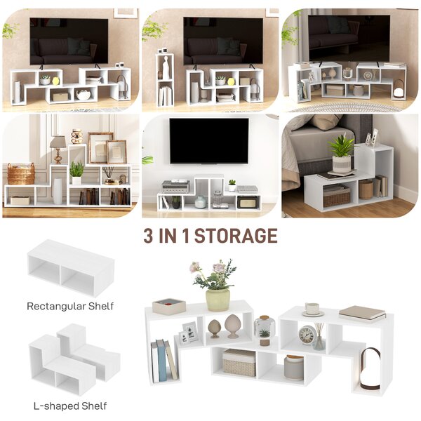 HOMCOM Modular TV Stand, Free Combination Unit with Storage Shelves, Expandable Entertainment Centre for Living Room, White Aosom UK