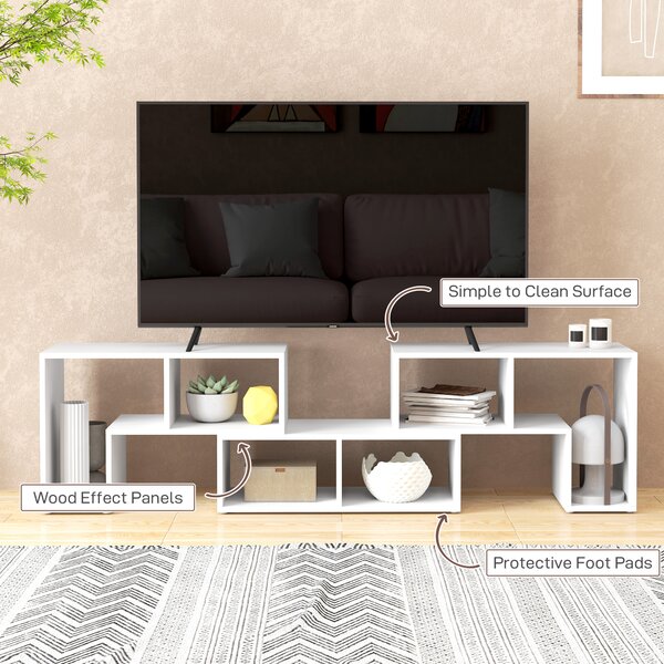 HOMCOM Modular TV Stand, Free Combination Unit with Storage Shelves, Expandable Entertainment Centre for Living Room, White Aosom UK