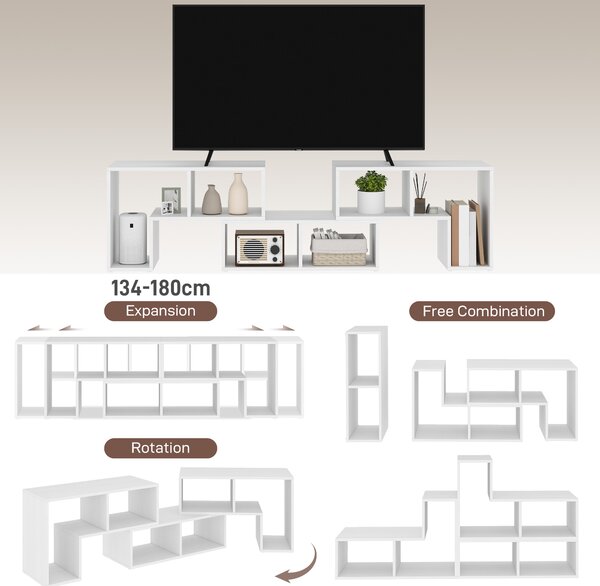 HOMCOM Modular TV Stand, Free Combination Unit with Storage Shelves, Expandable Entertainment Centre for Living Room, White Aosom UK