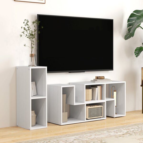 HOMCOM Modular TV Stand, Free Combination Unit with Storage Shelves, Expandable Entertainment Centre for Living Room, White Aosom UK