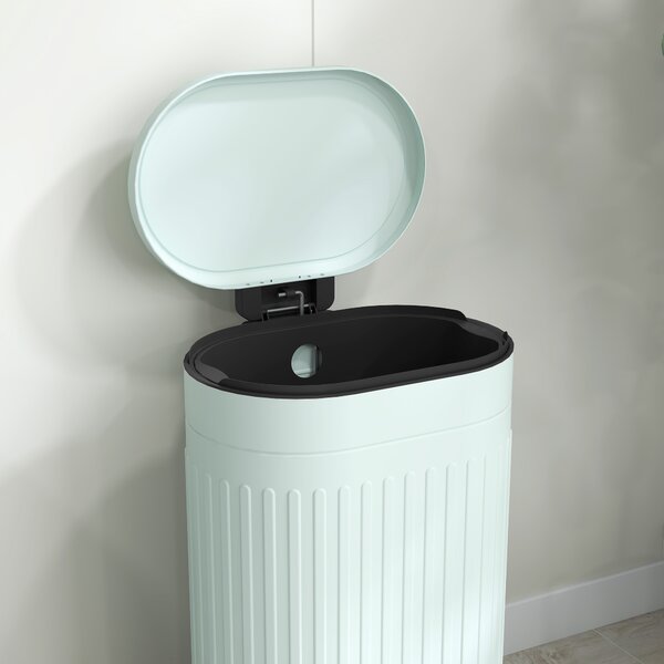 HOMCOM 30 Litre Pedal Bin, Fingerprint Proof Kitchen Bin with Soft-close Lid, Metal Rubbish Bin w/ Foot Pedal and Removable Bucket, Light Green