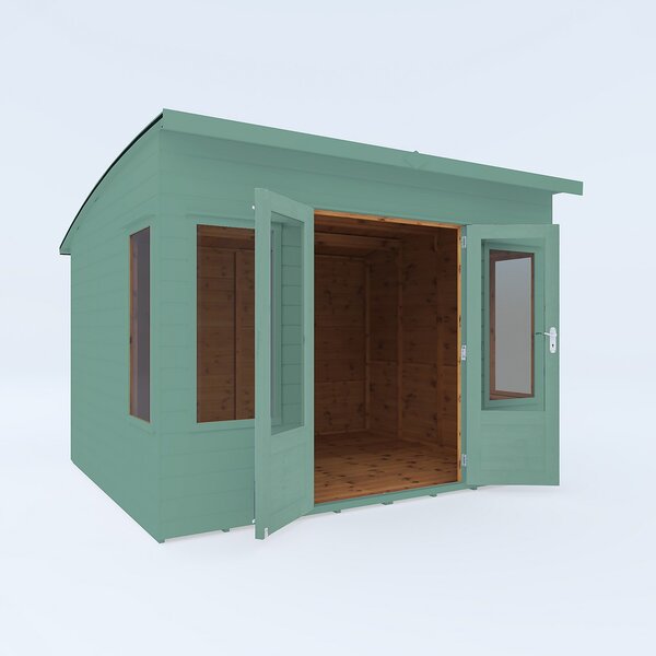 Country Living Premium Langham 10ft x 8ft Curved Roof Summerhouse Painted + Installation - Aurora Green
