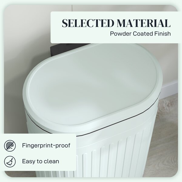 HOMCOM 30 Litre Pedal Bin, Fingerprint Proof Kitchen Bin with Soft-close Lid, Metal Rubbish Bin w/ Foot Pedal and Removable Bucket, Light Green
