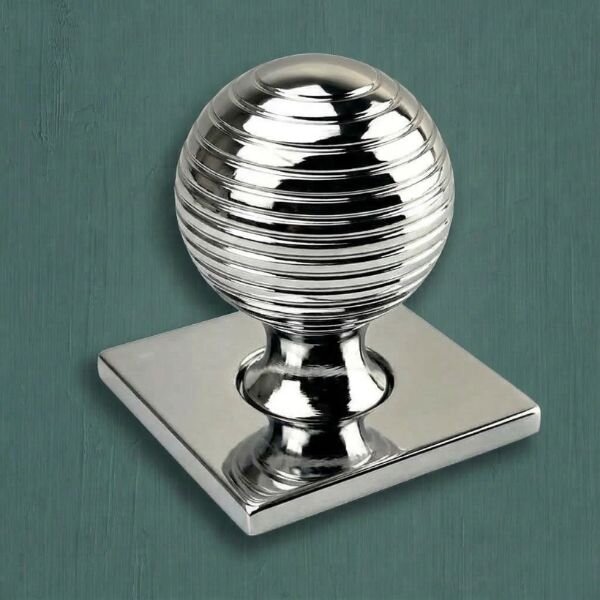 Queen Anne II Fluted Beehive Knobs with Square Backplate