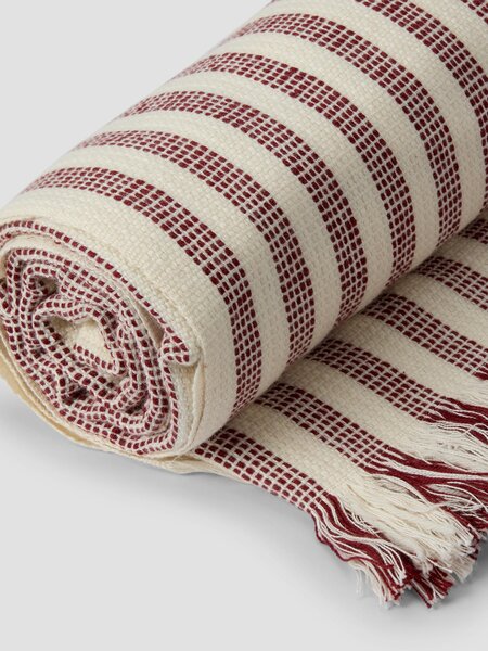 Rust Red Pembroke Stripe Wool Throw | Default | Piglet in Bed