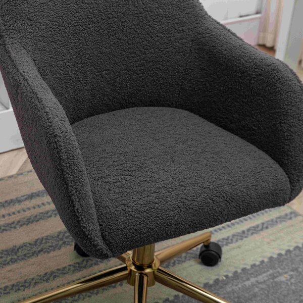 Swivel Executive Office Chair, Adjustable Height, Ergonomic Backrest, Gold Legs, Modern Task Chair with Arms, 58x58x86 cm, Dark Grey Aosom UK