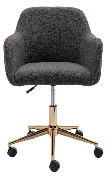 Swivel Executive Office Chair, Adjustable Height, Ergonomic Backrest, Gold Legs, Modern Task Chair with Arms, 58x58x86 cm, Dark Grey Aosom UK