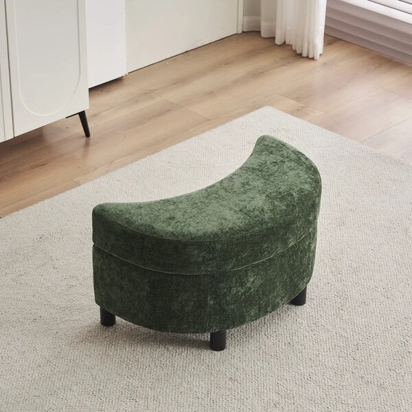 Chenille 360° Swivel Armchair Set with 3 Back Cushions and Crescent Ottoman Stool, Single Sofa for Living room, 107L x 105W x 82H cm, Green Aosom.UK