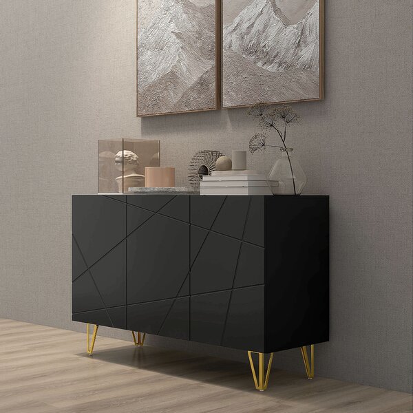 HOMCOM Modern Luxe High Gloss Sideboard, with Hairpin Legs - White Aosom UK