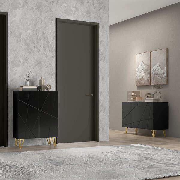HOMCOM Modern Luxe High Gloss Sideboard, with Hairpin Legs - White Aosom UK