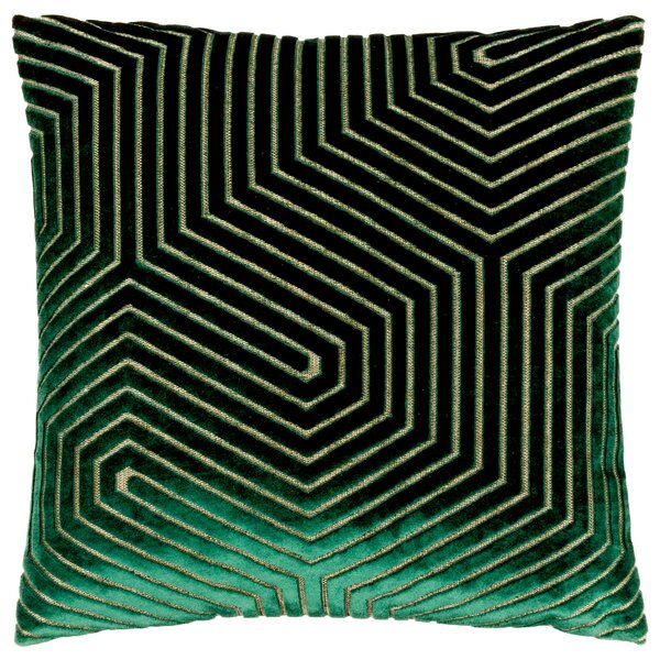 Evoke Cut Velvet 45cm x 45cm Filled Cushion Emerald
